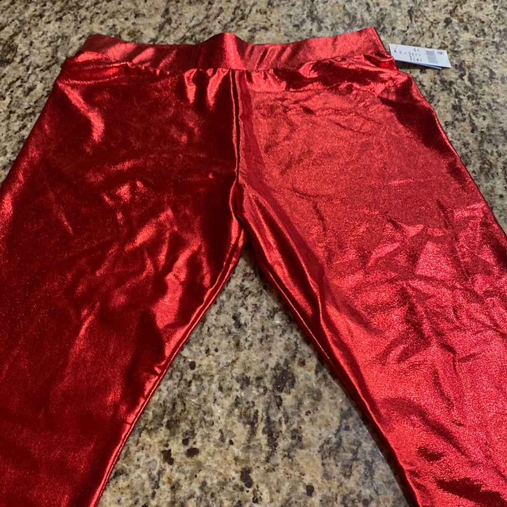 Red shinny leggings